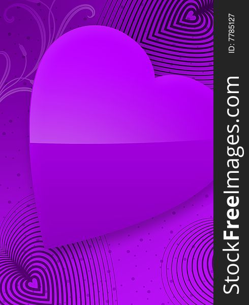 Violet Valentine's Day Illustrated Heart II