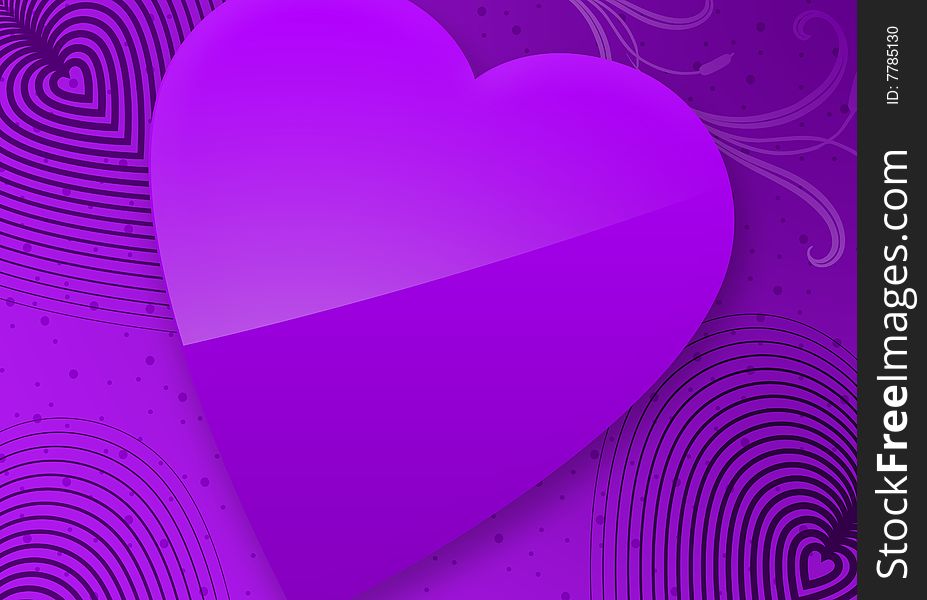 Violet Valentine's Day Illustrated Heart over a violet gradient background.