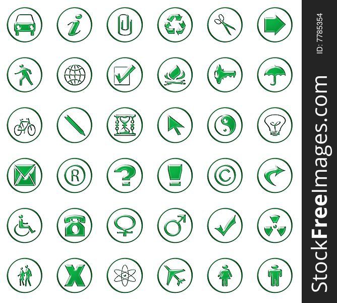 Web icons, crystallized green color