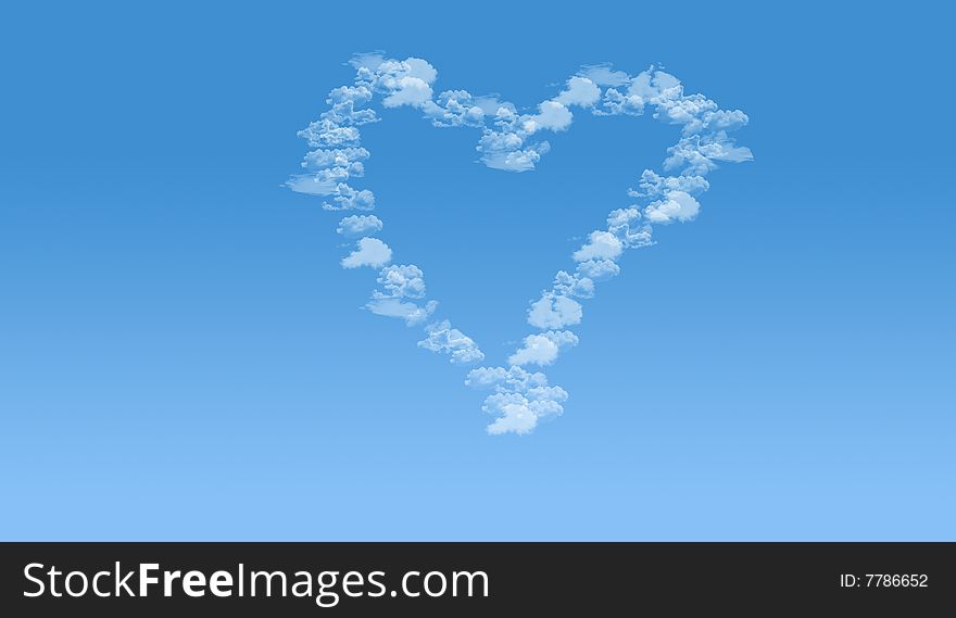 Floating formation of clouds turn into a shape of love. Floating formation of clouds turn into a shape of love