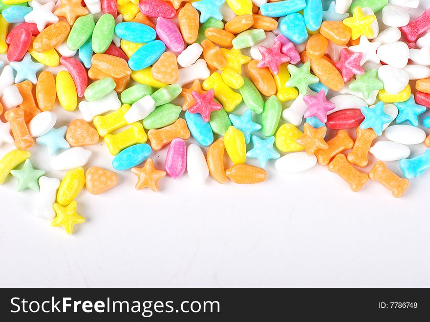 Colorful candy texture on white background