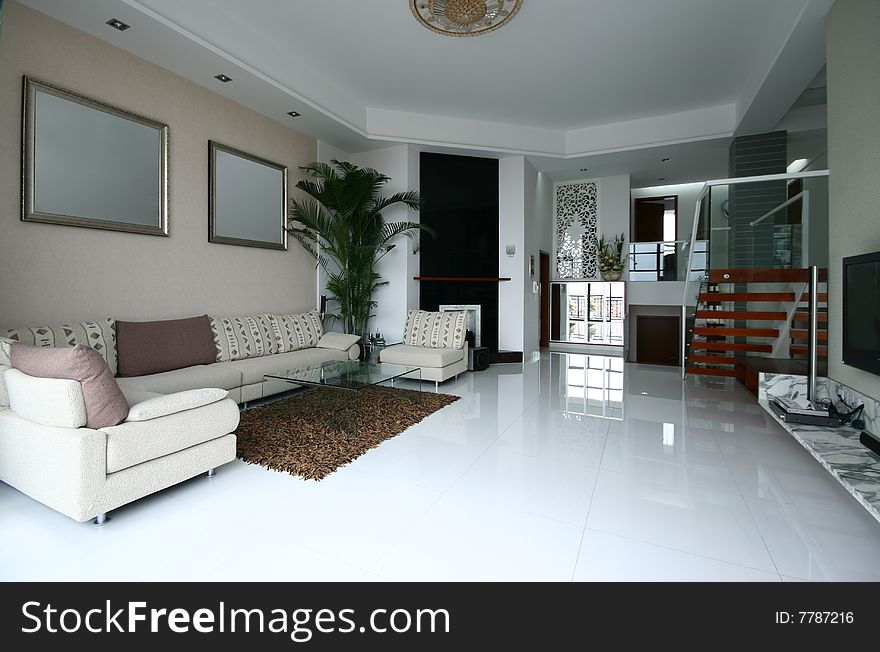 A modern family room decoration. A modern family room decoration