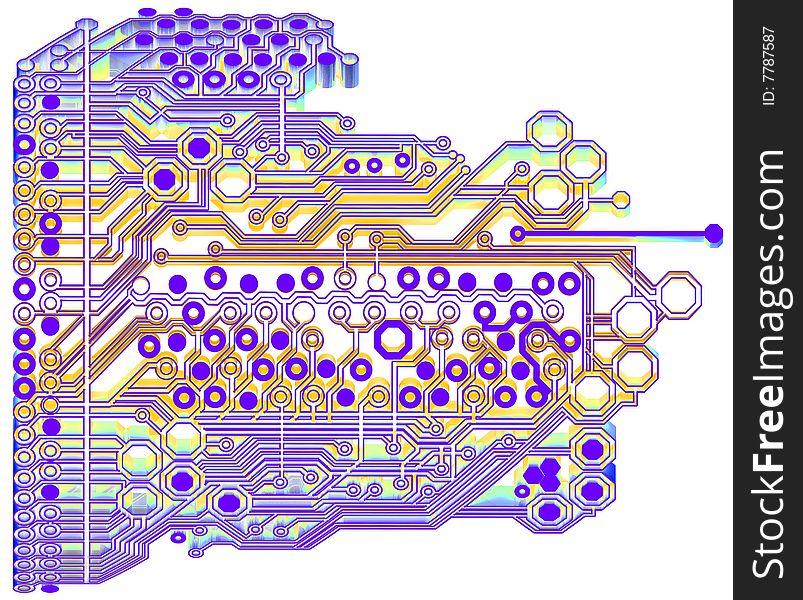 Illustration of futuristic, 3d circuit coard. Illustration of futuristic, 3d circuit coard