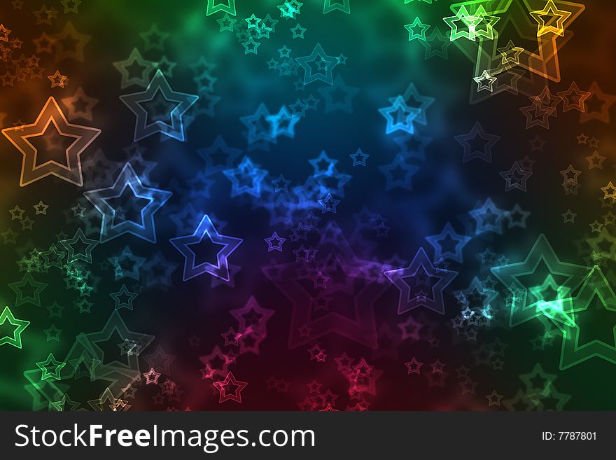 Colored stars on black background