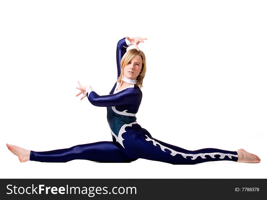 Young sportive girl with tricky gymnastic poses. Young sportive girl with tricky gymnastic poses