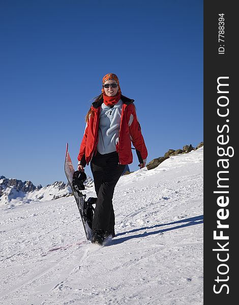 Young Woman With Snowboard