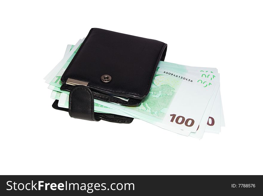 Purse and euro, isolated background