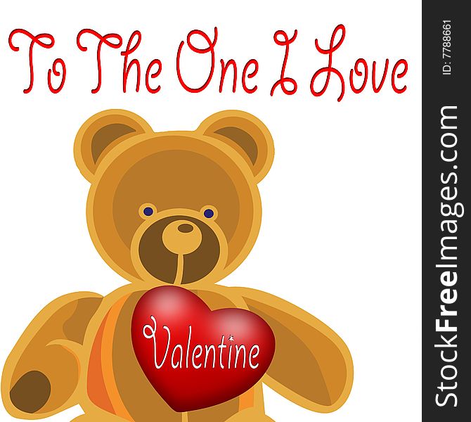 Valentine Background or card with teddy and heart
