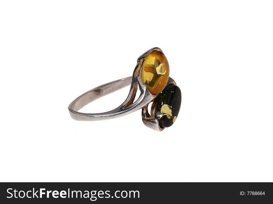 White background of amber rings