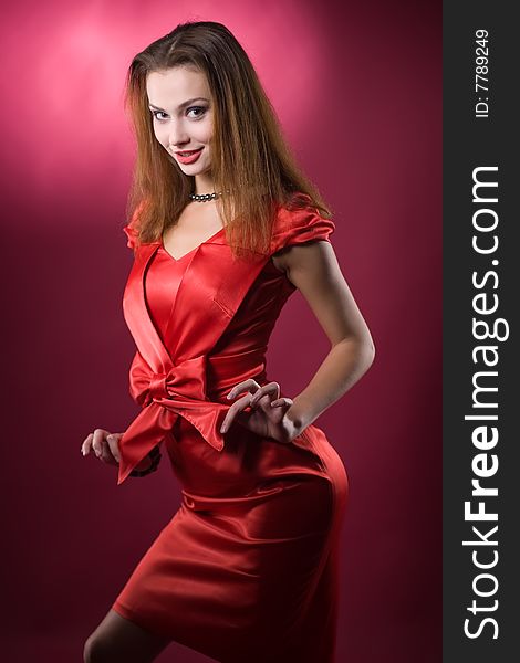 Sexy young girl in the red dress. Sexy young girl in the red dress