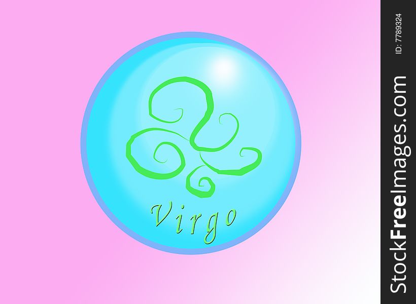 Tha sixth sign of the horoscope in a ball of glass. Digital drawing. Coloured picture. Tha sixth sign of the horoscope in a ball of glass. Digital drawing. Coloured picture.