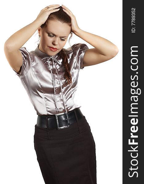 Portrait of the business woman showing of anger and shout. Portrait of the business woman showing of anger and shout