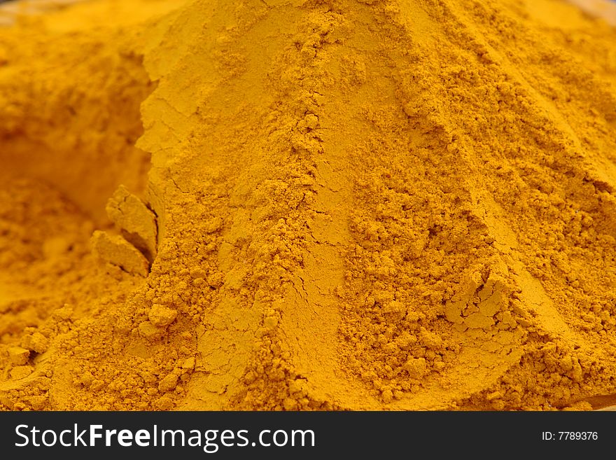 A supply of powdered Indian turmeric for the kitchen. A supply of powdered Indian turmeric for the kitchen.