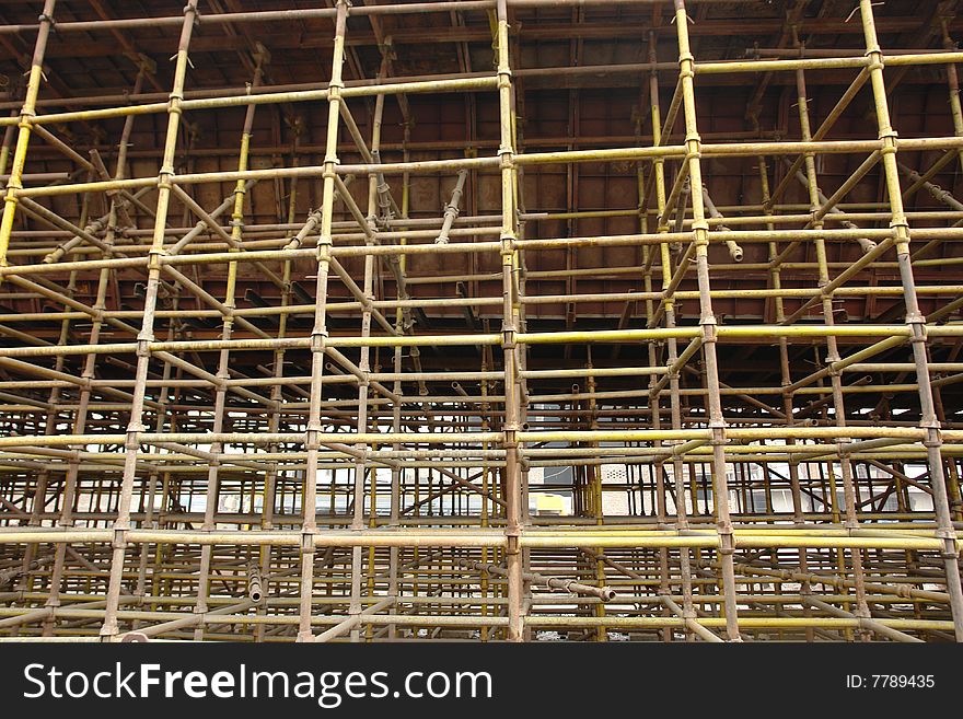 Scaffolding at a construction site.