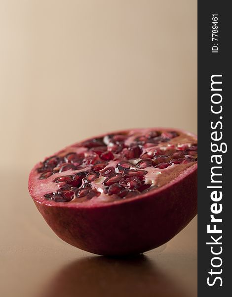 Fresh pomegranate half, tropical fruit