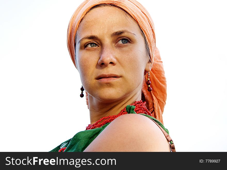 Beauty Portrait Of A Young Woman With Scarf