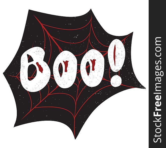 Halloween poster with text inside - Boo. Textured background. Grunge modern typographic, brush calligraphy and hand drawn lettering. Vector illustration. Use halloween cards, covers, tags, icons set and more.