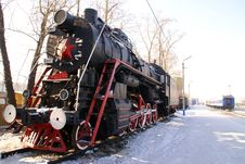 Steam Locomotive. Russia. Stock Photo