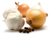 Garlic, Onion An Pepper Royalty Free Stock Images Garlic, Onion An Pepper Royalty Free Stock Images
