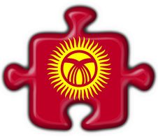 Kyrgyzstan Button Flag Puzzle Shape Stock Photography