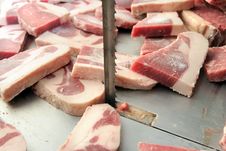 Cut Of Meats In Butcher Stock Photo