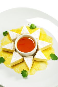Fromage Cheese With Honey Orange Sauce Royalty Free Stock Photography Fromage Cheese With Honey Orange Sauce Royalty Free Stock Photography