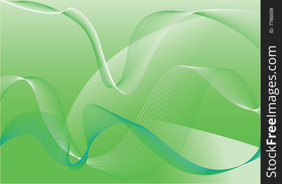 Abstraction green background with curved lines, vector illustration