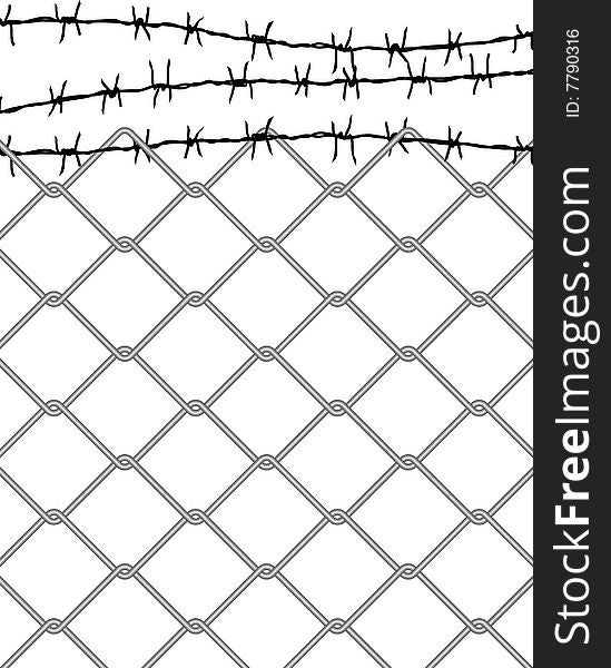 Vector fence with barbed wire. Vector fence with barbed wire