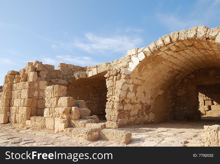 Ruins of an ancient Caesaria, city - a residence of Pontius Pilate, the procurator of Judea. Ruins of an ancient Caesaria, city - a residence of Pontius Pilate, the procurator of Judea
