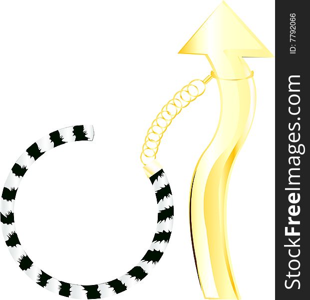 Gold pointer, striped tail, vector illustration