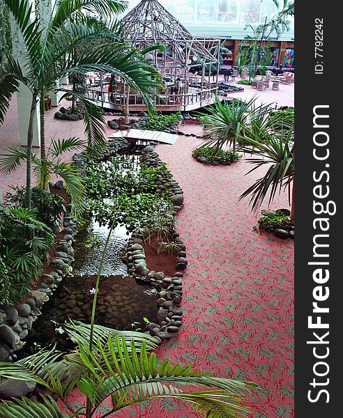 Lobby in the big resort on Lanzarote. Lobby in the big resort on Lanzarote