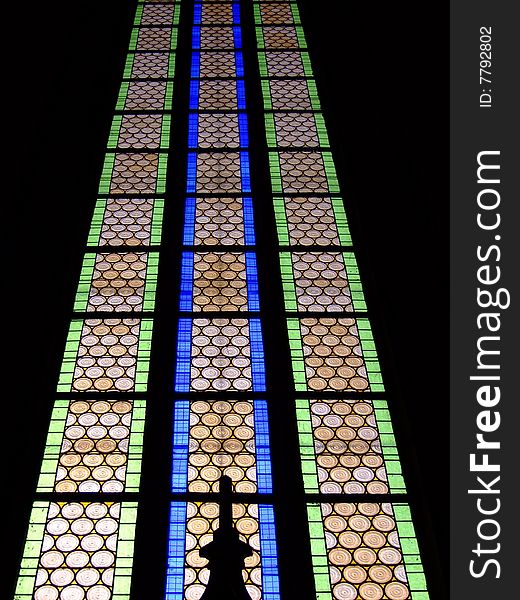 Window pane inside czech church. Window pane inside czech church