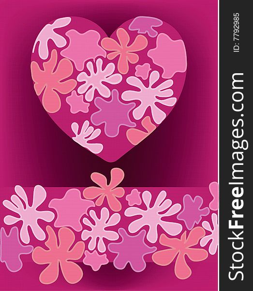 Big pink heart with flower and love for you. Big pink heart with flower and love for you