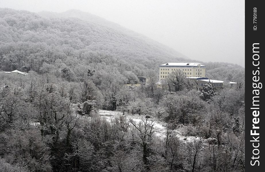 Winter mountains castle