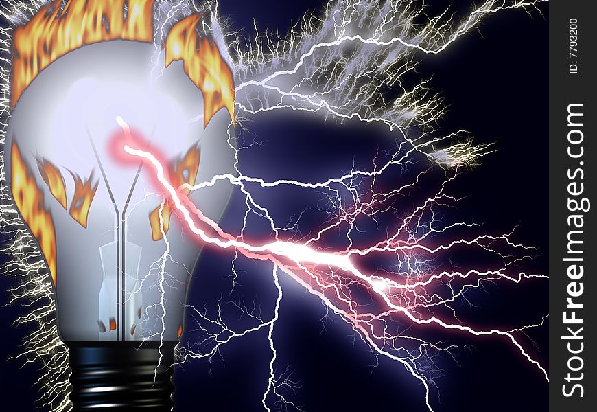 Illustration of the bulb and discharge of electricity. Illustration of the bulb and discharge of electricity