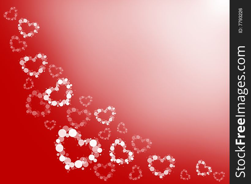 Valentine background with hearts on red