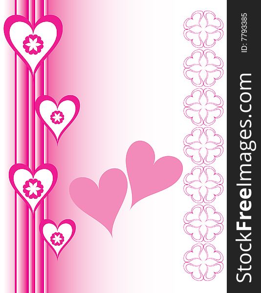 Hearts and flowers are featured in an abstract Valentine's Day illustration. Hearts and flowers are featured in an abstract Valentine's Day illustration.