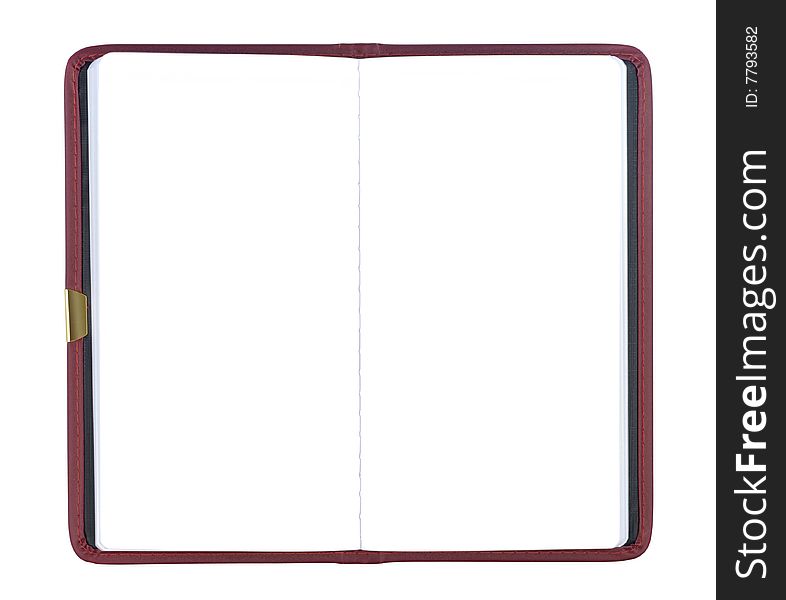 Blank leather scheduler isolated over white background. Blank leather scheduler isolated over white background