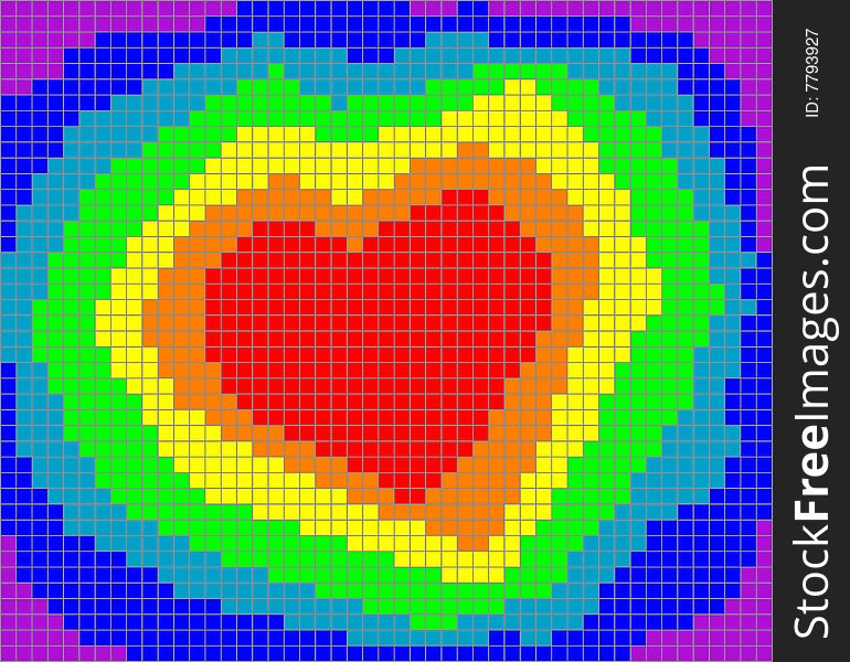 Valentine heart in rainbow pixels, vector illustration. Valentine heart in rainbow pixels, vector illustration