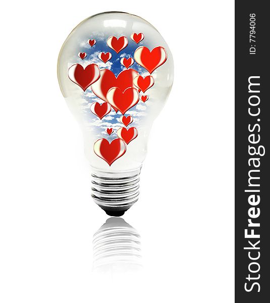 Red hearts in a bulb