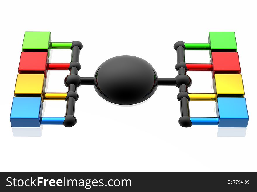 3d network connections isolated in white background