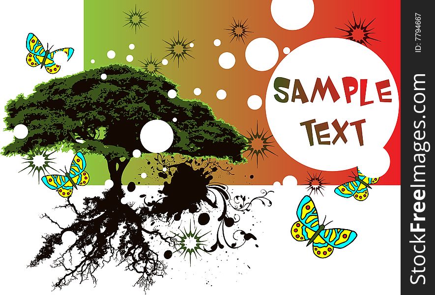 Fabulous tree and bubles with empty text space for your message. Fabulous tree and bubles with empty text space for your message