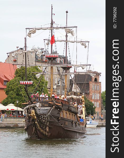 The galleon at the wharf in Gdansk. The galleon at the wharf in Gdansk