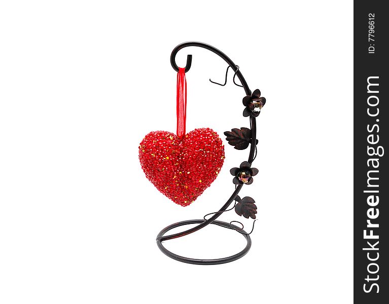 Ornate red glass heart hanged. Ornate red glass heart hanged