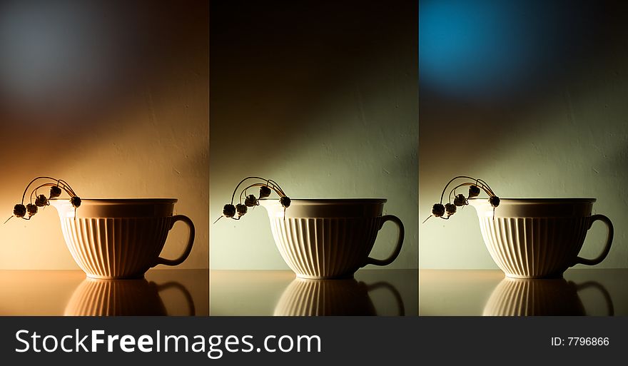 The same vase in three different colors for lighting. The same vase in three different colors for lighting