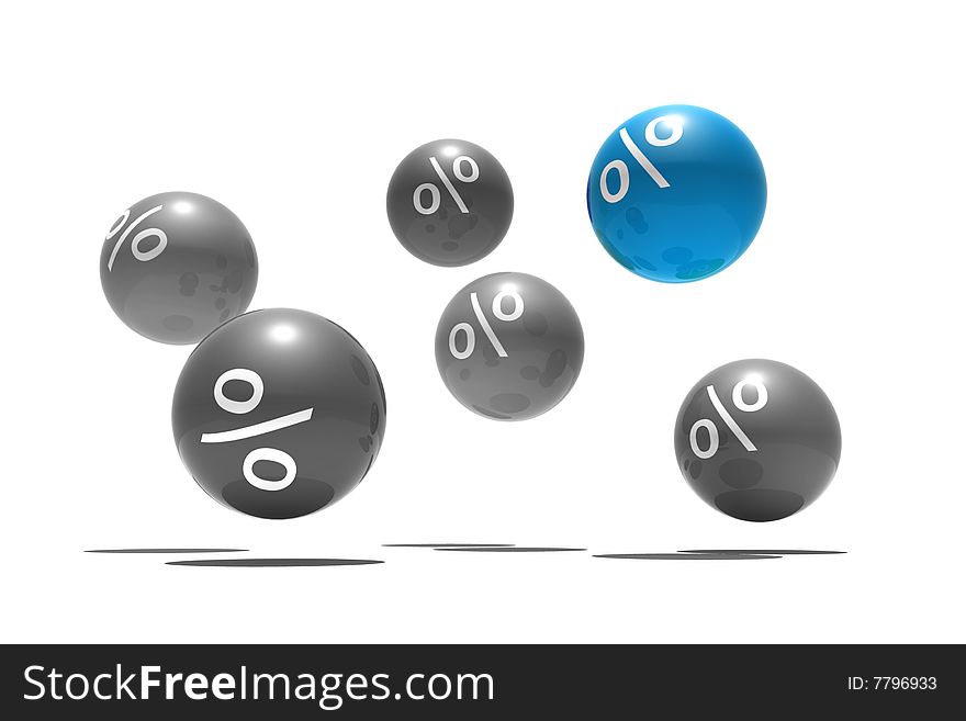 Isolated spheres with percent symbol