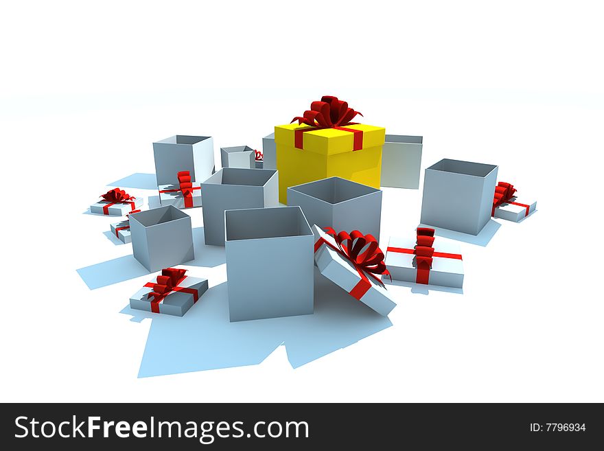 Isolated Opened Gift Boxes