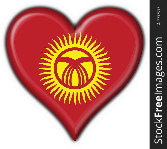 Kyrgyzstan button flag heart shape