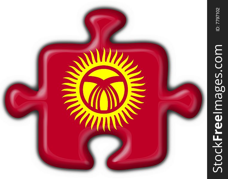 Kyrgyzstan button flag - 3d made. Kyrgyzstan button flag - 3d made
