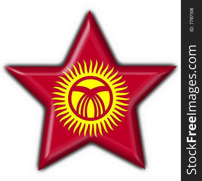 Kyrgyzstan Button Flag Star Shape